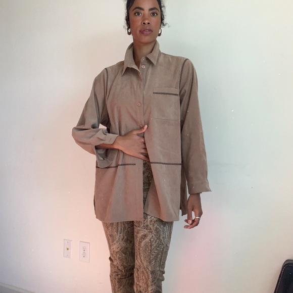 Faux suede button down - Picture 2 of 3